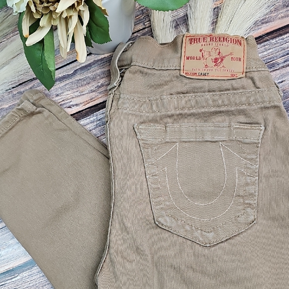 NEW TRUE RELIGION WORLD TOUR CASEY KHAKI LOW-RISE SKINNY ANKLE JEANS
